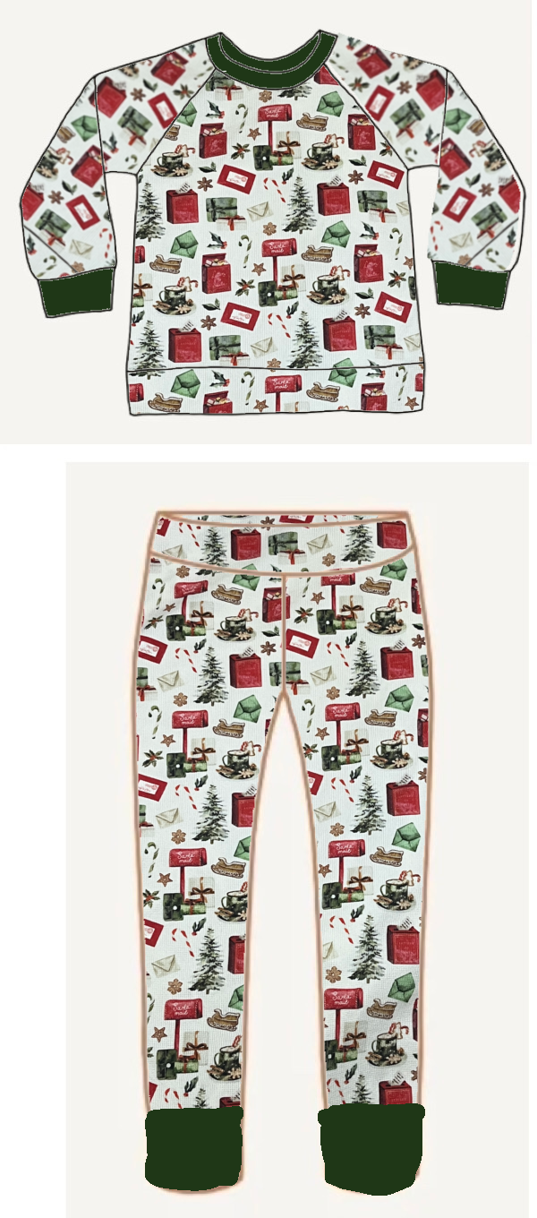 Long Sleeve Lounge Set - Santa Letters - 5T+