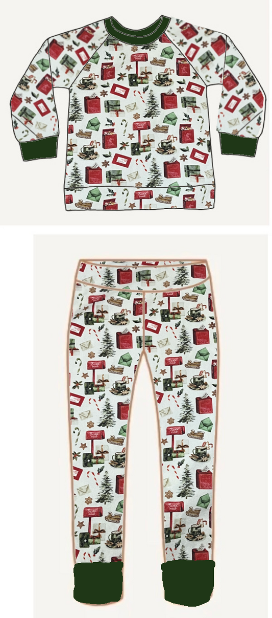 Long Sleeve Lounge Set - Santa Letters - 5T+